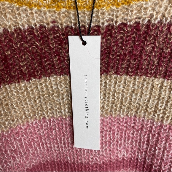 NEW Sanctuary Stripe Crewneck Wool and Mohair Blend Relaxed Fit Sweater NWT - Picture 7 of 9
